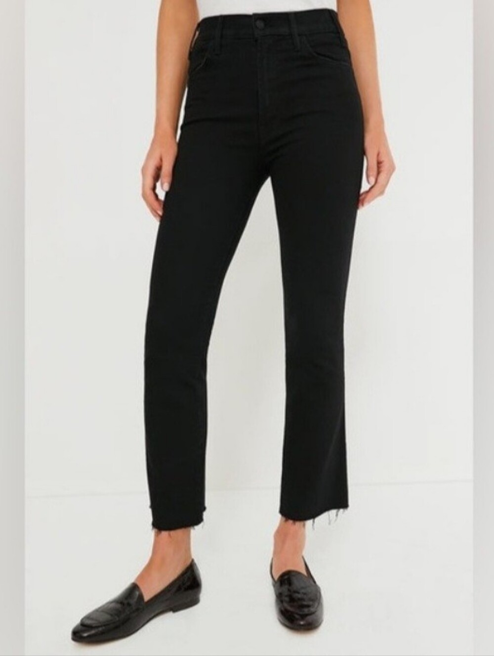 Mother Black Denim Jean Jeans The Hustler Ankle Fray Size 25 Not Guilty
